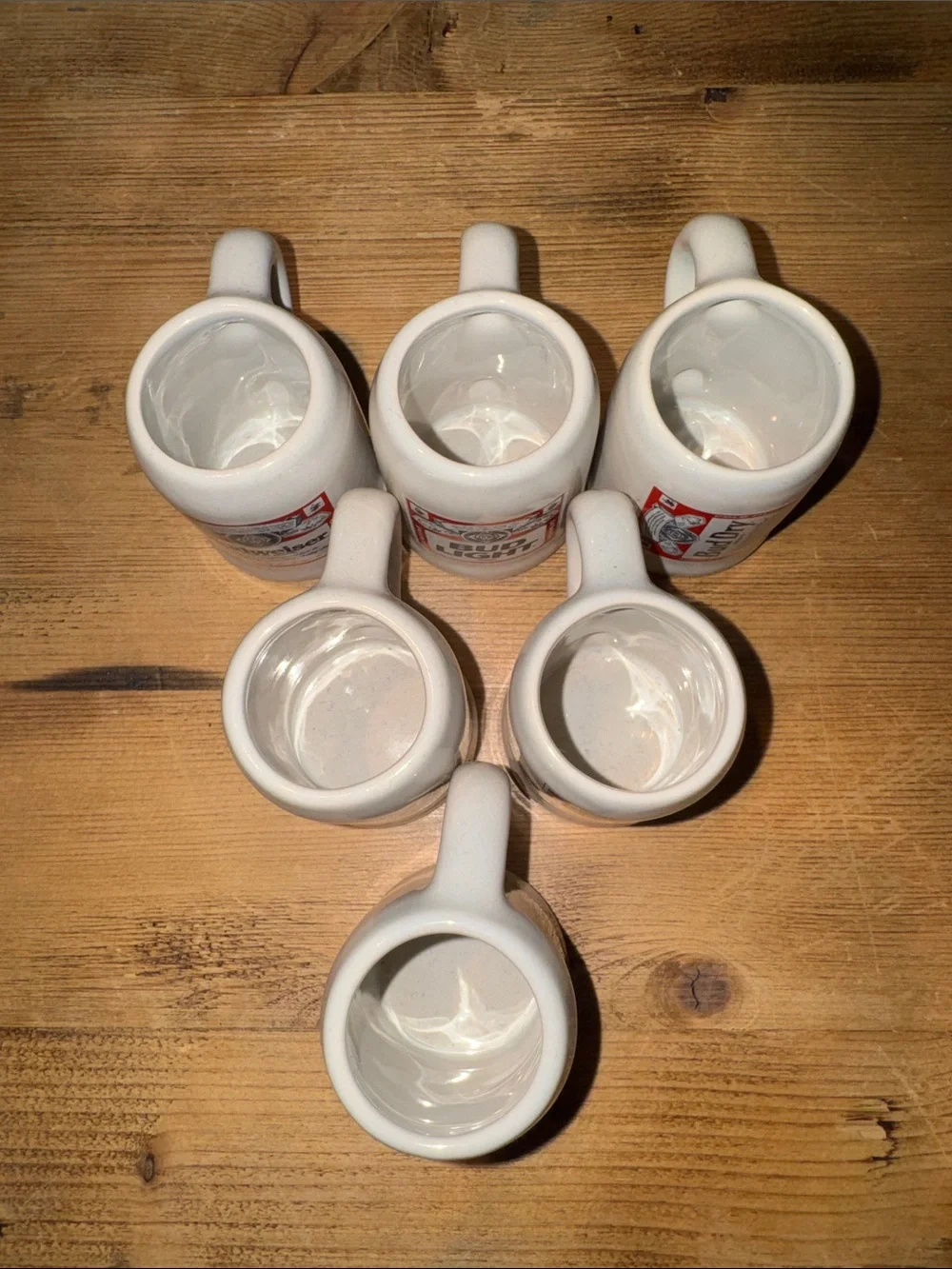 Vintage Ceramic Beer Mug Set - Assorted Brewery Logos 2.5” each